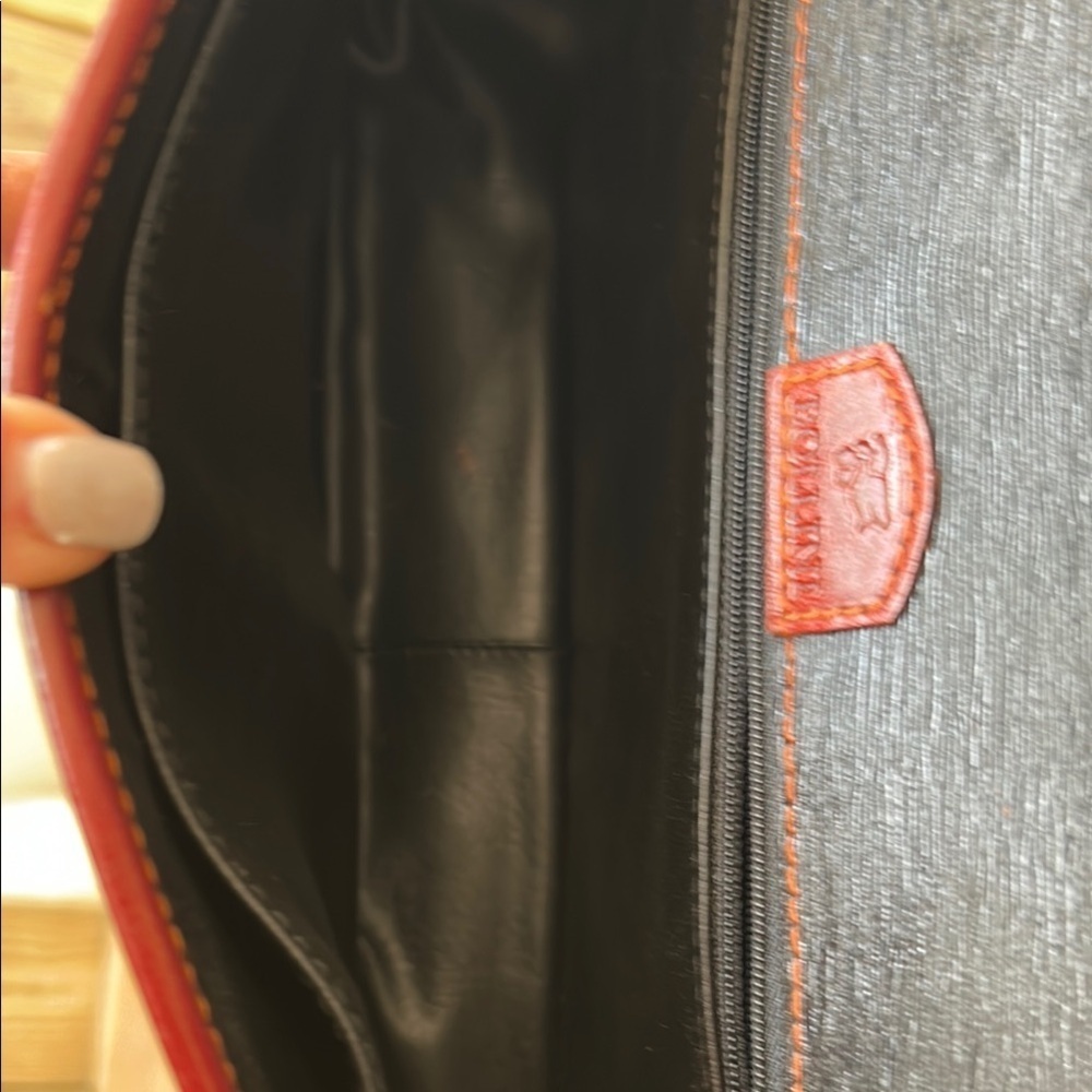 Bollini Genuine Italian Leather Black and Brown Crossbody Bag Classic Structured - Picture 12 of 16